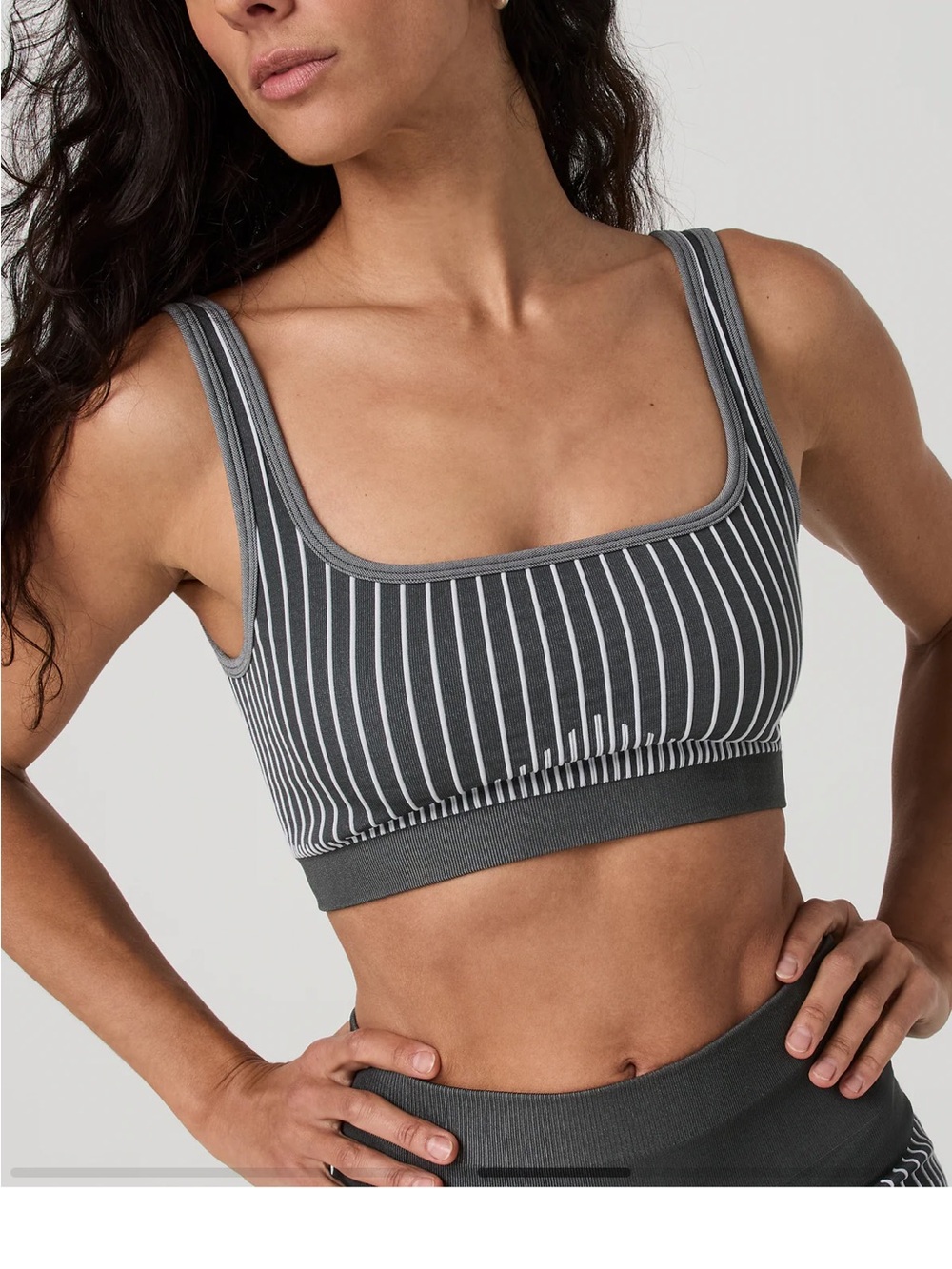 Vuori Charcoal Gray Vertical-Stripe Scoop Sports Bra